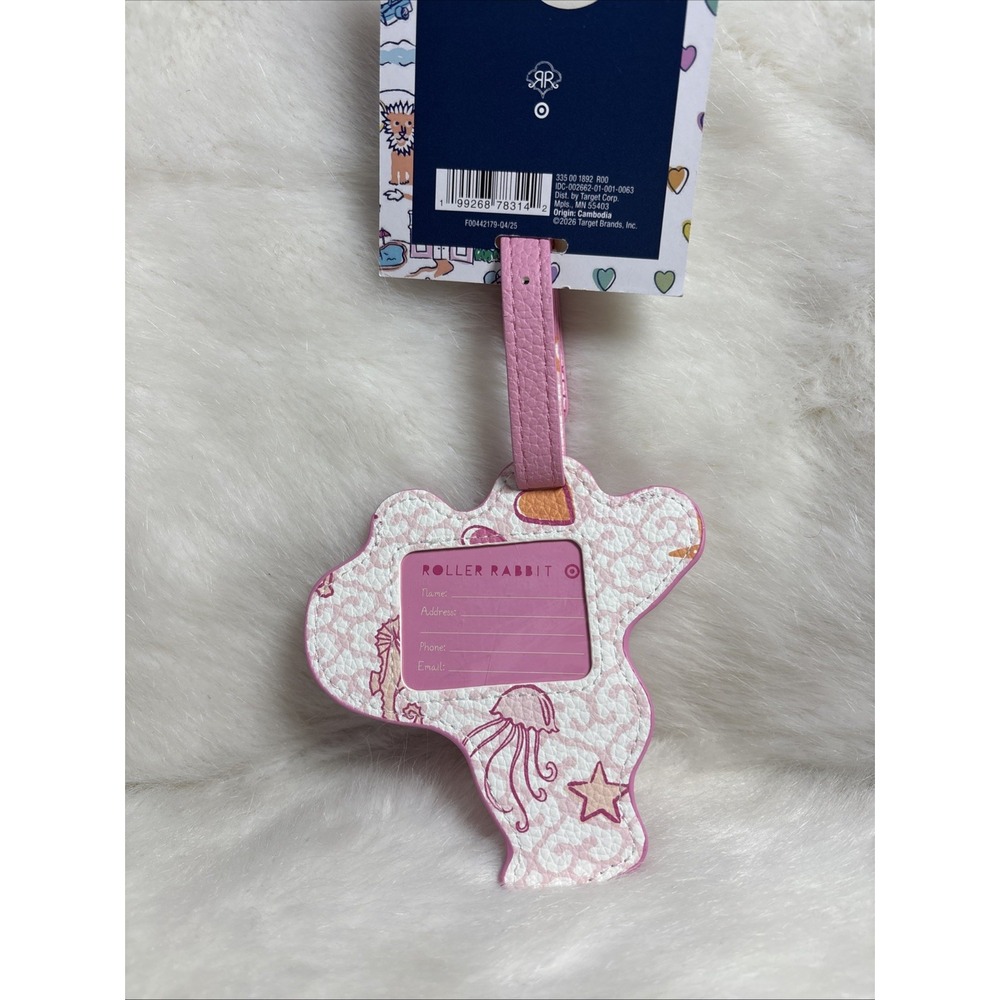 Roller Rabbit X Target Sea Life Monkey Luggage Tag PINK SEA LIFE